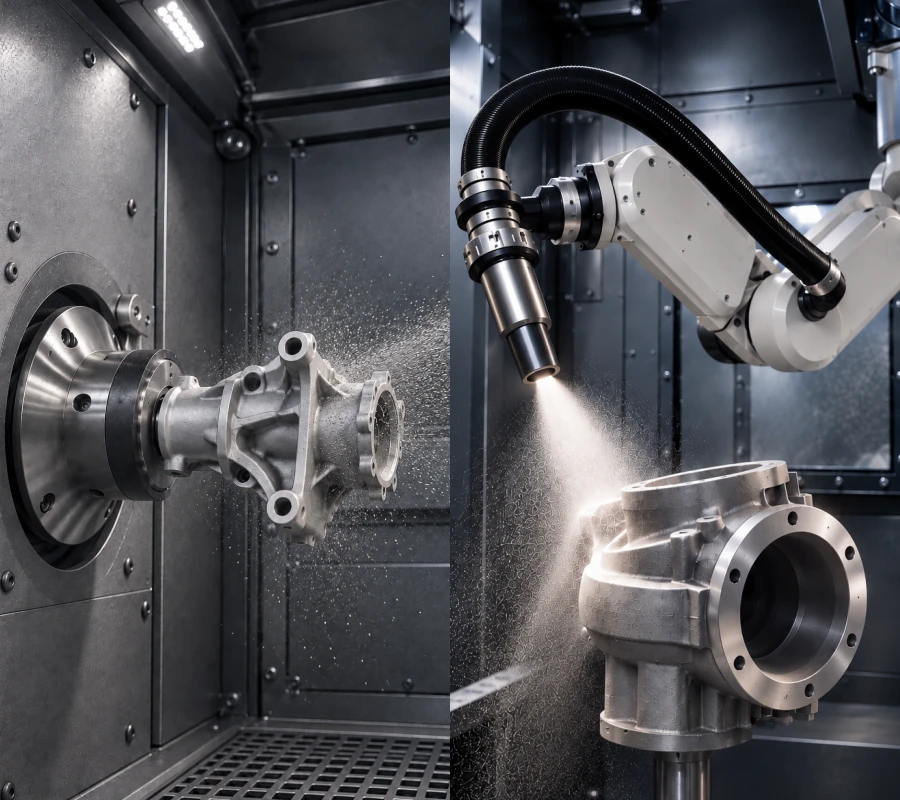 robotic shot blasting machine vs shot blasting machine with robot