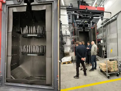 Testen der Strahlanlage beim Kunden