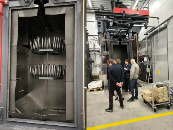 Testing the shot blasting machine at customer's place