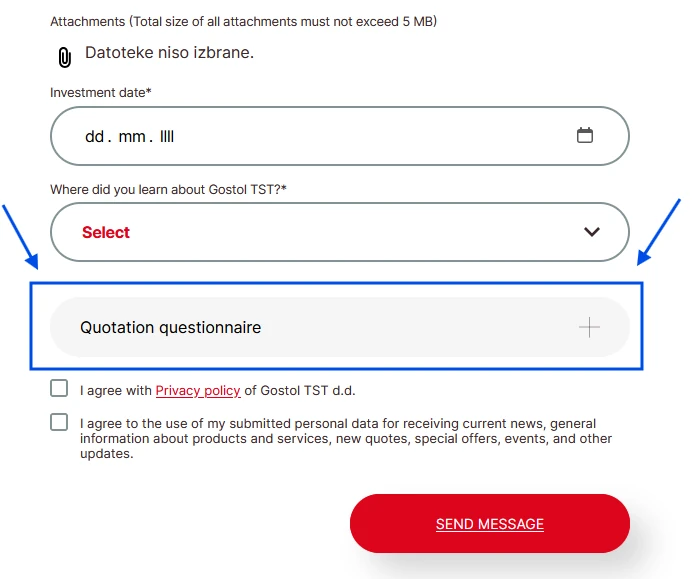 quotation questionnaire