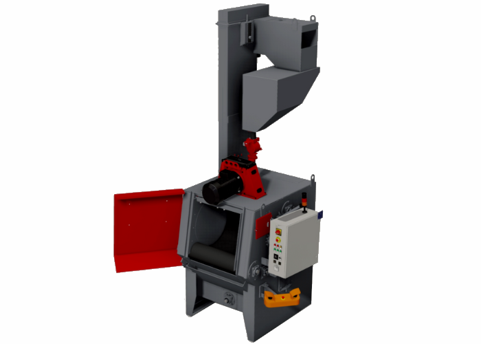 Rubber belt tumble blast machine